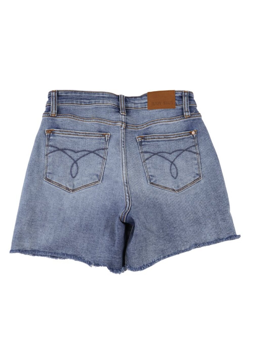 Judy Blue High Rise Light Wash Raw Hem Stretch Denim Shorts Size Medium - Picture 3 of 9